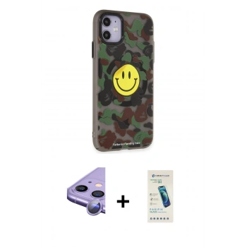 MARSİLYAN™- iPhone 11 Kılıf Nova Doku Koleksiyonu - Şeffaf Pasifik Cam Ekran Koruyucu + Raze Metal Kamera Lens - MR