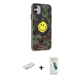 MARSİLYAN™- iPhone 11 Kılıf Nova Doku Koleksiyonu - Şeffaf Pasifik Cam Ekran Koruyucu + Renkli Kamera Lens Koruma Cam - PE