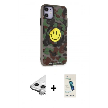 MARSİLYAN™- iPhone 11 Kılıf Nova Doku Koleksiyonu - Şeffaf Pasifik Cam Ekran Koruyucu + Raze Metal Kamera Lens - GS