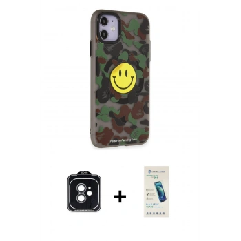MARSİLYAN™- iPhone 11 Kılıf Nova Doku Koleksiyonu - Şeffaf Pasifik Cam Ekran Koruyucu + PVD Metal Kamera Lens - SH