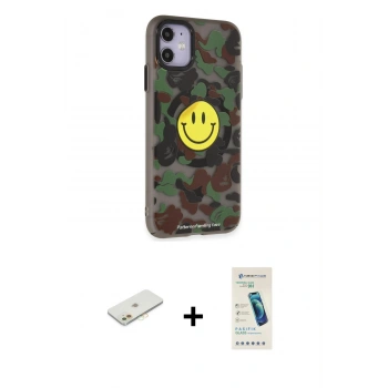 MARSİLYAN™- iPhone 11 Kılıf Nova Doku Koleksiyonu - Şeffaf Pasifik Cam Ekran Koruyucu + Renkli Kamera Lens Koruma Cam - TU