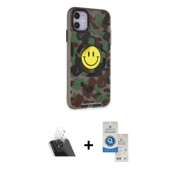 MARSİLYAN™- iPhone 11 Kılıf Nova Doku Koleksiyonu - Şeffaf Royal Nano Ekran Koruyucu + Kamera Lens Koruma Cam - SF