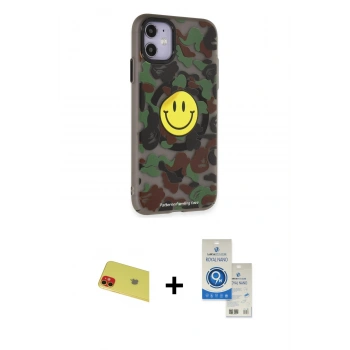 MARSİLYAN™- iPhone 11 Kılıf Nova Doku Koleksiyonu - Şeffaf Royal Nano Ekran Koruyucu + Rainbow Kamera Lens Koruma Cam - KI
