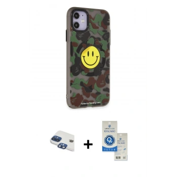 MARSİLYAN™- iPhone 11 Kılıf Nova Doku Koleksiyonu - Şeffaf Royal Nano Ekran Koruyucu + Pers Alüminyum Kamera Lens - LT