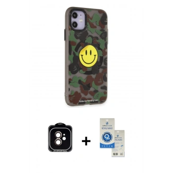 MARSİLYAN™- iPhone 11 Kılıf Nova Doku Koleksiyonu - Şeffaf Royal Nano Ekran Koruyucu + PVD Metal Kamera Lens - TU