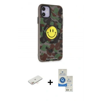 MARSİLYAN™- iPhone 11 Kılıf Nova Doku Koleksiyonu - Şeffaf Royal Nano Ekran Koruyucu + Renkli Kamera Lens Koruma Cam - YL