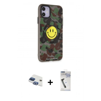 MARSİLYAN™- iPhone 11 Kılıf Nova Doku Koleksiyonu - Şeffaf Uv Polymer Nano Ekran Koruyucu + Pers Alüminyum Kamera Lens - LT