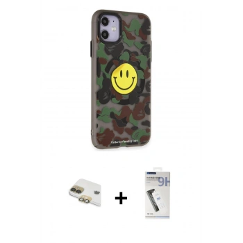 MARSİLYAN™- iPhone 11 Kılıf Nova Doku Koleksiyonu - Şeffaf Uv Polymer Nano Ekran Koruyucu + Pers Alüminyum Kamera Lens - GD