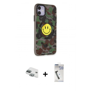 MARSİLYAN™- iPhone 11 Kılıf Nova Doku Koleksiyonu - Şeffaf Uv Polymer Nano Ekran Koruyucu + Pers Alüminyum Kamera Lens - YL