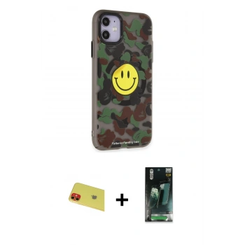 MARSİLYAN™- iPhone 11 Kılıf Nova Doku Koleksiyonu - Siyah 360 Mat Full Body Arka Koruyucu + Rainbow Kamera Lens Koruma Cam - KI