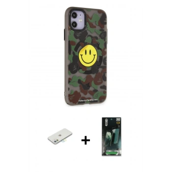 MARSİLYAN™- iPhone 11 Kılıf Nova Doku Koleksiyonu - Siyah 360 Mat Full Body Arka Koruyucu + Renkli Kamera Lens Koruma Cam - SI