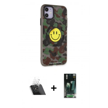 MARSİLYAN™- iPhone 11 Kılıf Nova Doku Koleksiyonu - Siyah 360 Mat Full Body Arka Koruyucu + Kamera Lens Koruma Cam - SF