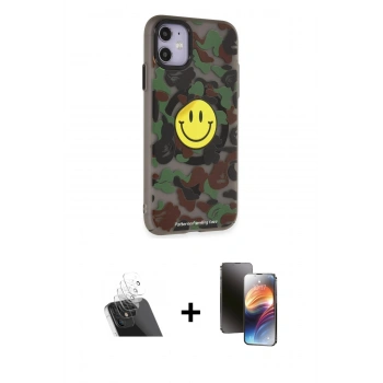 MARSİLYAN™- iPhone 11 Kılıf Nova Doku Koleksiyonu - Siyah 3D Antistatik Mat Seramik Nano Ekran Koruyucu + Kamera Lens Koruma Cam - SF