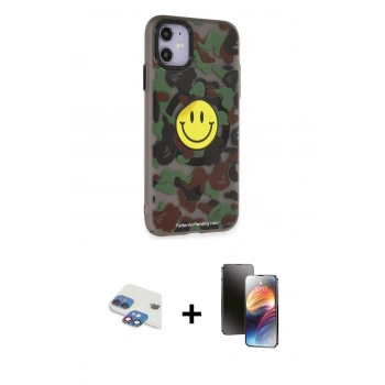 MARSİLYAN™- iPhone 11 Kılıf Nova Doku Koleksiyonu - Siyah 3D Antistatik Mat Seramik Nano Ekran Koruyucu + Pers Alüminyum Kamera Lens - GI