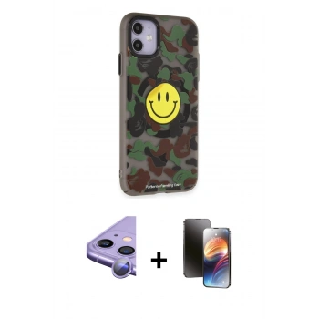 MARSİLYAN™- iPhone 11 Kılıf Nova Doku Koleksiyonu - Siyah 3D Antistatik Mat Seramik Nano Ekran Koruyucu + Raze Metal Kamera Lens - MR