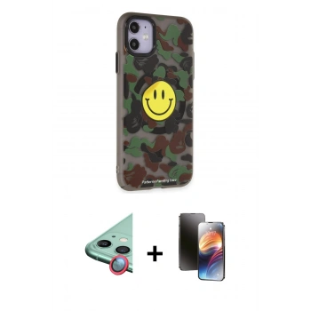 MARSİLYAN™- iPhone 11 Kılıf Nova Doku Koleksiyonu - Siyah 3D Antistatik Mat Seramik Nano Ekran Koruyucu + Raze Metal Kamera Lens - KI