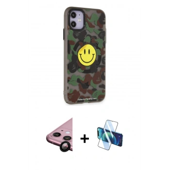 MARSİLYAN™- iPhone 11 Kılıf Nova Doku Koleksiyonu - Siyah 3D Antistatik Seramik Nano Ekran Koruyucu + Raze Metal Kamera Lens - SH