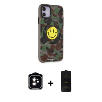 MARSİLYAN™- iPhone 11 Kılıf Nova Doku Koleksiyonu - Siyah 6D Antistatik Mat Seramik Hayalet Nano Ekran Koruyucu + PVD Metal Kamera Lens - TU