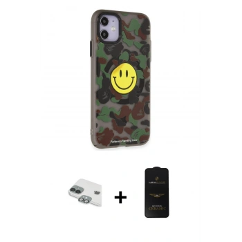 MARSİLYAN™- iPhone 11 Kılıf Nova Doku Koleksiyonu - Siyah 6D Antistatik Mat Seramik Hayalet Nano Ekran Koruyucu + Pers Alüminyum Kamera Lens - YL