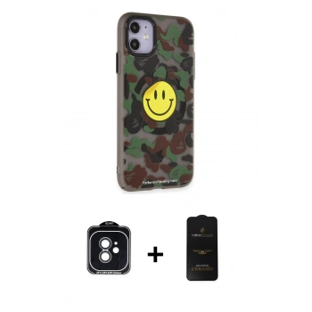 MARSİLYAN™- iPhone 11 Kılıf Nova Doku Koleksiyonu - Siyah 6D Antistatik Mat Seramik Hayalet Nano Ekran Koruyucu + PVD Metal Kamera Lens - SH