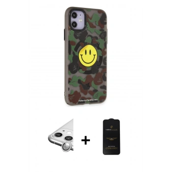 MARSİLYAN™- iPhone 11 Kılıf Nova Doku Koleksiyonu - Siyah 6D Antistatik Mat Seramik Hayalet Nano Ekran Koruyucu + Raze Metal Kamera Lens - GS