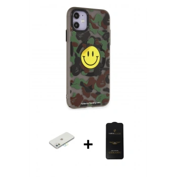 MARSİLYAN™- iPhone 11 Kılıf Nova Doku Koleksiyonu - Siyah 6D Antistatik Mat Seramik Hayalet Nano Ekran Koruyucu + Renkli Kamera Lens Koruma Cam - SI