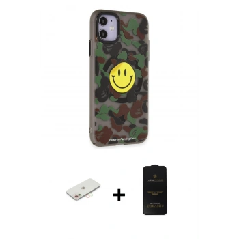 MARSİLYAN™- iPhone 11 Kılıf Nova Doku Koleksiyonu - Siyah 6D Antistatik Mat Seramik Hayalet Nano Ekran Koruyucu + Renkli Kamera Lens Koruma Cam - YL