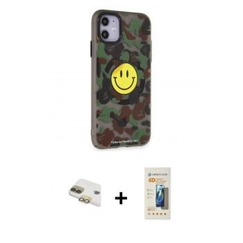MARSİLYAN™- iPhone 11 Kılıf Nova Doku Koleksiyonu - Siyah 6D Mat Seramik Hayalet Nano Ekran Koruyucu + Pers Alüminyum Kamera Lens - GD