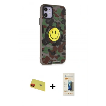 MARSİLYAN™- iPhone 11 Kılıf Nova Doku Koleksiyonu - Siyah 6D Mat Seramik Hayalet Nano Ekran Koruyucu + Rainbow Kamera Lens Koruma Cam - KI