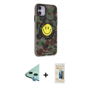 MARSİLYAN™- iPhone 11 Kılıf Nova Doku Koleksiyonu - Siyah 6D Mat Seramik Hayalet Nano Ekran Koruyucu + Raze Metal Kamera Lens - MI