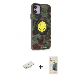MARSİLYAN™- iPhone 11 Kılıf Nova Doku Koleksiyonu - Siyah 6D Mat Seramik Hayalet Nano Ekran Koruyucu + Renkli Kamera Lens Koruma Cam - YL