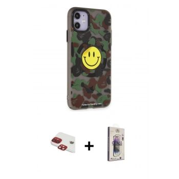 MARSİLYAN™- iPhone 11 Kılıf Nova Doku Koleksiyonu - Siyah Bilvis 3D Cam Ekran Koruyucu + Pers Alüminyum Kamera Lens - KI