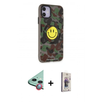 MARSİLYAN™- iPhone 11 Kılıf Nova Doku Koleksiyonu - Siyah Bilvis 3D Cam Ekran Koruyucu + Raze Metal Kamera Lens - KI