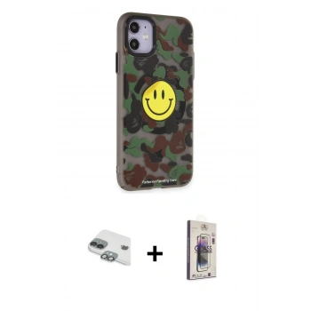 MARSİLYAN™- iPhone 11 Kılıf Nova Doku Koleksiyonu - Siyah Bilvis 3D Cam Ekran Koruyucu + Pers Alüminyum Kamera Lens - YL