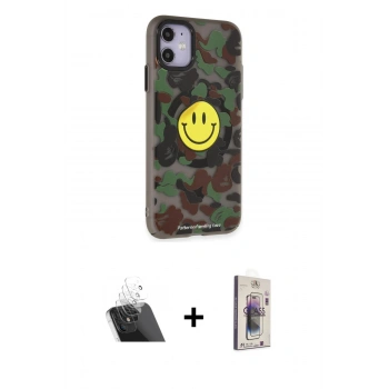 MARSİLYAN™- iPhone 11 Kılıf Nova Doku Koleksiyonu - Siyah Bilvis 3D Cam Ekran Koruyucu + Kamera Lens Koruma Cam - SF