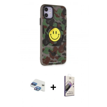 MARSİLYAN™- iPhone 11 Kılıf Nova Doku Koleksiyonu - Siyah Bilvis 3D Mat Cam Ekran Koruyucu + Pers Alüminyum Kamera Lens - GI