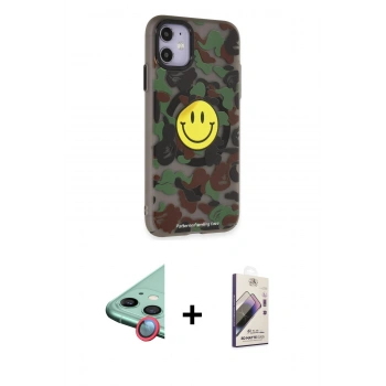 MARSİLYAN™- iPhone 11 Kılıf Nova Doku Koleksiyonu - Siyah Bilvis 3D Mat Cam Ekran Koruyucu + Raze Metal Kamera Lens - KI
