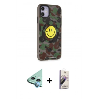 MARSİLYAN™- iPhone 11 Kılıf Nova Doku Koleksiyonu - Siyah Bilvis 3D Mat Cam Ekran Koruyucu + Raze Metal Kamera Lens - MI
