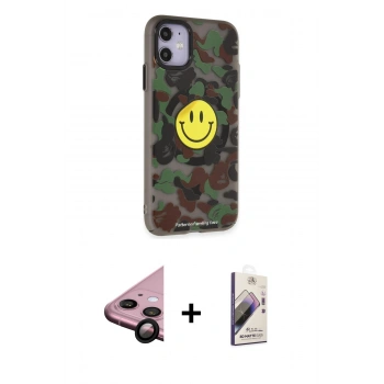MARSİLYAN™- iPhone 11 Kılıf Nova Doku Koleksiyonu - Siyah Bilvis 3D Mat Cam Ekran Koruyucu + Raze Metal Kamera Lens - SH