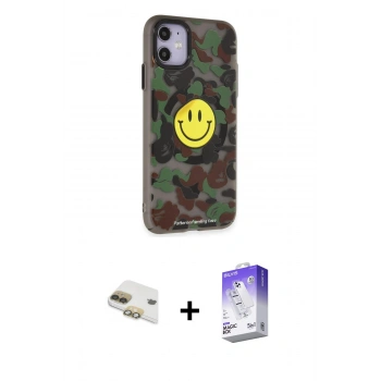 MARSİLYAN™- iPhone 11 Kılıf Nova Doku Koleksiyonu - Siyah Bilvis 5in1 3D Magic Cam Ekran Koruyucu + Pers Alüminyum Kamera Lens - GD
