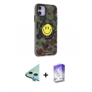 MARSİLYAN™- iPhone 11 Kılıf Nova Doku Koleksiyonu - Siyah Bilvis 5in1 3D Magic Cam Ekran Koruyucu + Raze Metal Kamera Lens - MI
