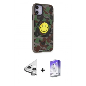 MARSİLYAN™- iPhone 11 Kılıf Nova Doku Koleksiyonu - Siyah Bilvis 5in1 3D Magic Cam Ekran Koruyucu + Raze Metal Kamera Lens - GS