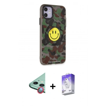 MARSİLYAN™- iPhone 11 Kılıf Nova Doku Koleksiyonu - Siyah Bilvis 5in1 3D Magic Cam Ekran Koruyucu + Raze Metal Kamera Lens - KI
