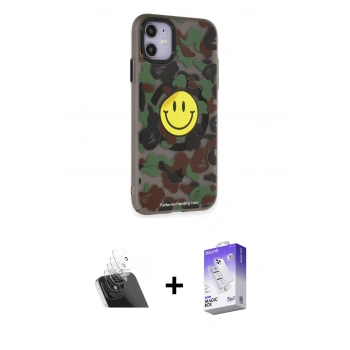 MARSİLYAN™- iPhone 11 Kılıf Nova Doku Koleksiyonu - Siyah Bilvis 5in1 3D Magic Cam Ekran Koruyucu + Kamera Lens Koruma Cam - SF