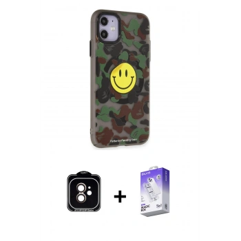 MARSİLYAN™- iPhone 11 Kılıf Nova Doku Koleksiyonu - Siyah Bilvis 5in1 3D Magic Cam Ekran Koruyucu + PVD Metal Kamera Lens - TU