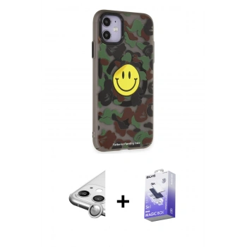 MARSİLYAN™- iPhone 11 Kılıf Nova Doku Koleksiyonu - Siyah Bilvis 5in1 5D Magic Hayalet Cam Ekran Koruyucu + Raze Metal Kamera Lens - GS