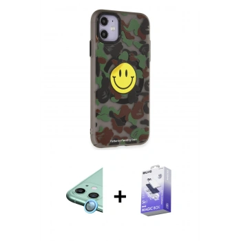MARSİLYAN™- iPhone 11 Kılıf Nova Doku Koleksiyonu - Siyah Bilvis 5in1 5D Magic Hayalet Cam Ekran Koruyucu + Raze Metal Kamera Lens - MI