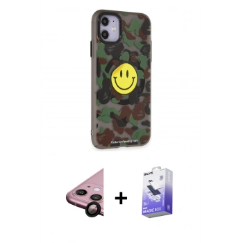 MARSİLYAN™- iPhone 11 Kılıf Nova Doku Koleksiyonu - Siyah Bilvis 5in1 5D Magic Hayalet Cam Ekran Koruyucu + Raze Metal Kamera Lens - SH