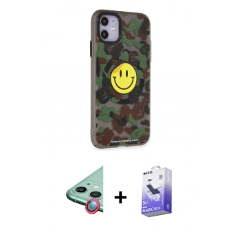 MARSİLYAN™- iPhone 11 Kılıf Nova Doku Koleksiyonu - Siyah Bilvis 5in1 5D Magic Hayalet Cam Ekran Koruyucu + Raze Metal Kamera Lens - KI