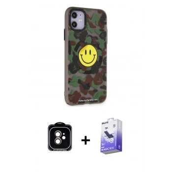 MARSİLYAN™- iPhone 11 Kılıf Nova Doku Koleksiyonu - Siyah Bilvis 5in1 5D Magic Hayalet Cam Ekran Koruyucu + PVD Metal Kamera Lens - TU